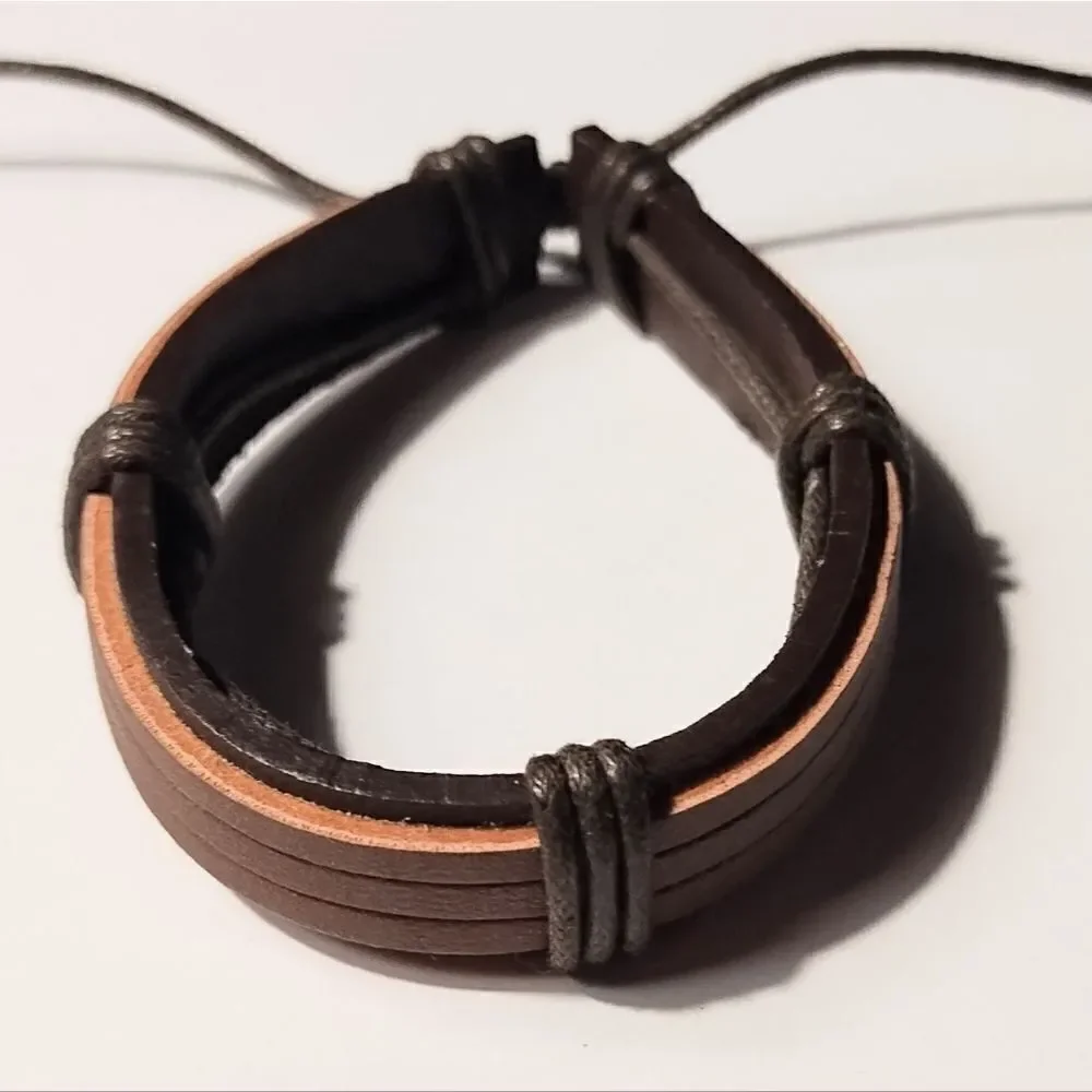 Men's bracelet leather brown new d86‎